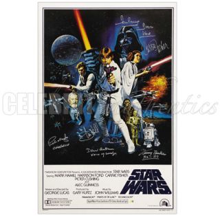 Star Wars Cast Signed A New Hope 27x40 Poster B Harrison Ford Hamill
