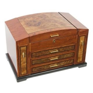  Large Wooden Jewelry Box Curved Chest Key Lock Luxury Storage