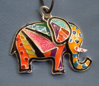 Colorful Pop Art Happy Elephant Pendant Necklace 2