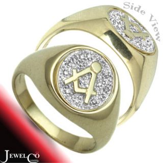 Jewelco 9ct Gold 10PTS Diamond Swivel Masonic Ring