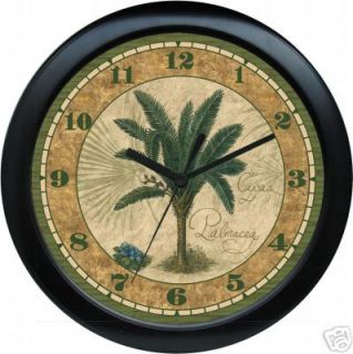 Personalized Palm Tree Tropical Black Wall Clock