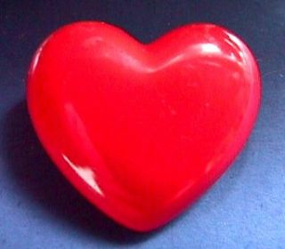  Pin Valentines Day Heart Red Puffed Brooch Vtg Jewelry Holiday