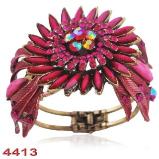 Fashion Jewelry Sunflower Bracelet Alloy Inlay Rhinestone Plating