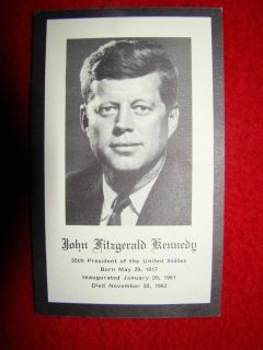JFK John F Kennedy memorabilia paper prayer card from funeral