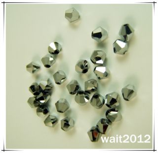 free Jewelry Making 200pcs 5301 silver plate CRYSTALS BEADS COLOR 4MM