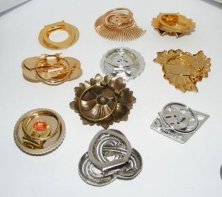  Vintage Scarf Clips Pins Brooches Costume Jewelry Scarves Lot 2