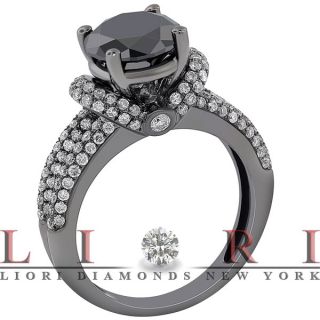 22 Carat Natural Black Diamond Engagement Ring 14k Black Gold   BDR