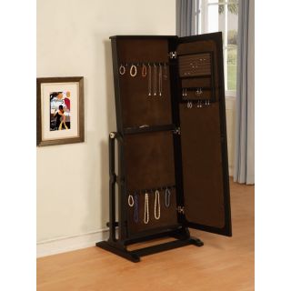 Wooden Black Jewelry Armoire Box Standing Chest Drawers Mirror Powell
