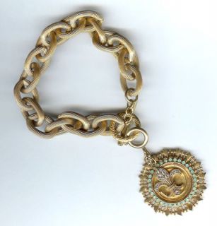 Fleur de Lis Catherine Popesco Charm Bracelet Gold New