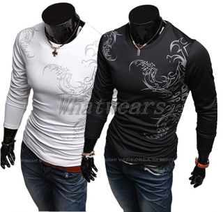 JJ Mens Fit Personality Tee Tattoo Design T Shirt Long Sleeve Tops