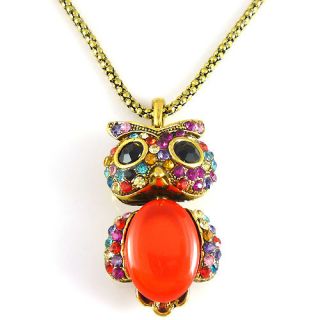  Fashion Charm Jewelry Colorful Owl Crystal Necklace Pendant