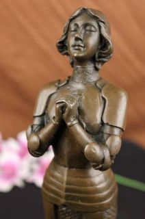 Signed Bronze Statue Joan of Arc Saint French Heroine
