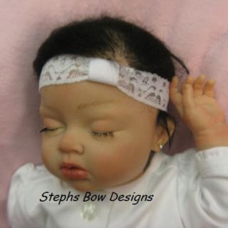 White 1 Dainty Lace Interchangeable Lace Headband Baby
