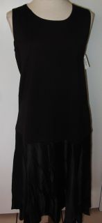 Joan Vass Slvls Black Long Waist Dress Sz 1 NWTGS $168