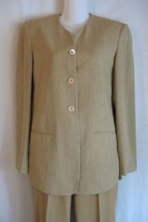 Joan and David Beige Textured Wool Blend Fitted Blazer Jacket Size 4