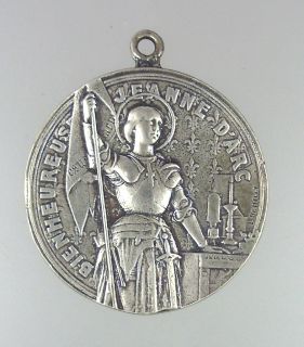 LG Antique French St Joan of Arc Sterling Silver Medal