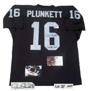 Jim Plunkett Signed Auto Raiders Insc SB XV MVP Jersey