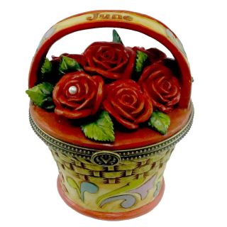 Jim Shore June Rose Covered Box 4027816 Flower Basket New