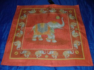Jim Thompson Elephant Play Thai Silk Pillow Cover 18 Orange Color