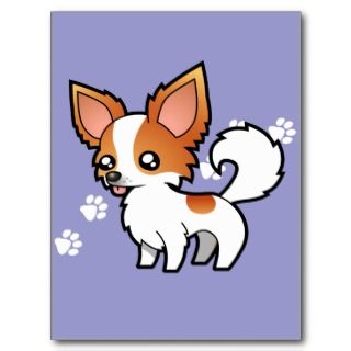 Cartoon Chihuahua (red parti long coat) Post Card 