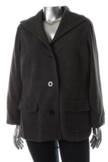 JM Collection New Gray Heathered Long Sleeve Plush Jacket Coat Plus 3X