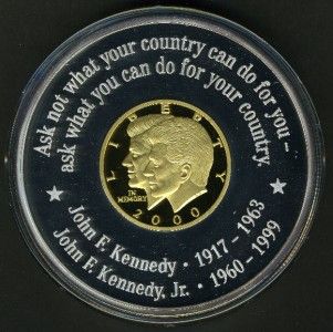 LIBERIA 2000 JOHN KENNEDY ANF JOHN JR. GOLD AND SILVER COIN 300 MINTED