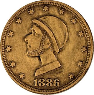 1886 P $5 Liberty Gold Hobo Irish Joe Nickel Dollar Unique One of A