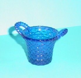 Boyd Cobalt Blue Glass Basket Toothpick Holder
