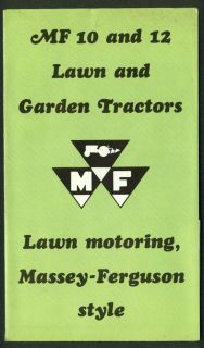 Massey Ferguson MF 10 MF 12 Lawn Garden Tractors Folder 1968