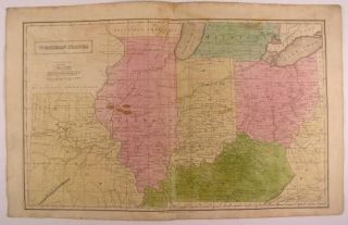  States Indiana Illinois 1837 Robinson folio antique engraved color map