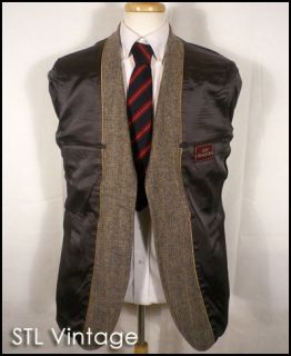 Vtg 70s John Alexander Gray Wool Tweed Herringbone Sport Coat Blazer