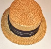 Super Clean Vintage Mens Cavanagh New York Straw Boater Hat Skimmer