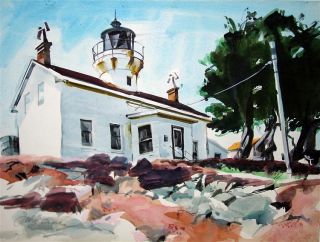 Watercolor by John Droska Lighthouse Point