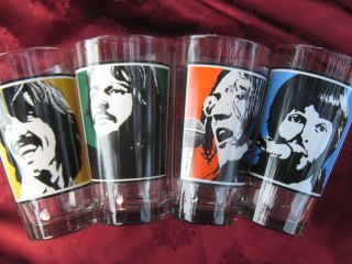  Beatles Drinking Glass Set  RingoStar John Lennon Paul McCartney & G