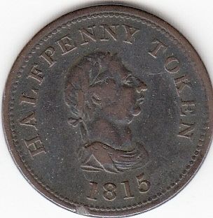 1815 John Alex Barry Halifax Half Penny Token Nova Scotia
