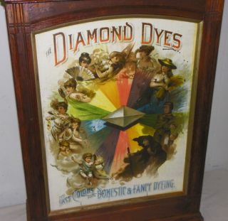 Antique Diamond Dye Advertising Display Cabinet Evolution of A Women