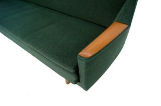 Danish Mid Century Modern Teak Wool Upholstery Vintage Sofa