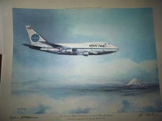  Airlines Clipper Airplane Tokyo 1976 John T McCoy Print Signed