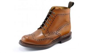 Loake Bedale Tan Burnished Calf Heavy Brogue Boot G Fitting