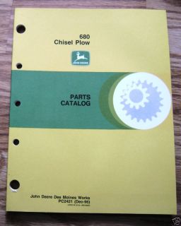 New John Deere 680 Chisel Plow Parts Catalog Manual JD