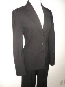 ELIE TAHARI Mint Career Black Pinstripe Pant Suit 12 10  