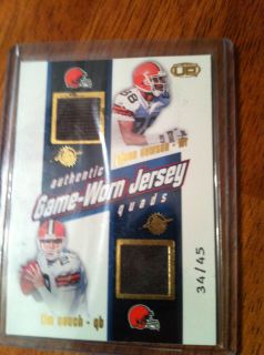 2002 Tim couch game used quads jersey card  