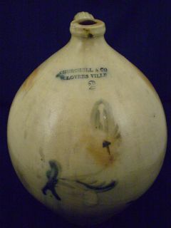 I Seymour Troy Pottery 2 Gallon Ovoid Primitive Stoneware Whiskey Jug 1823 1829  