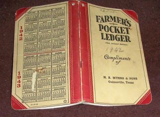 John Deere "Farmer's Pocket Ledger 1942 1943 Used  
