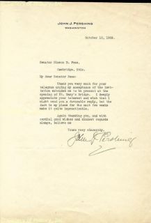 John J "Black Jack" Pershing Typed Letter Signed  