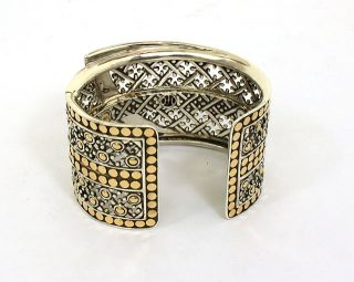 Opulent John Hardy Sterling Silver 18K Gold Exquisite Cuff Bangle Bracelet  