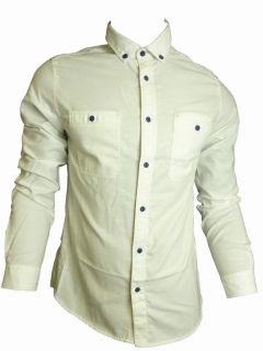 Mens Casual John Tungatt Designer Button Down Cream Blue Oxford Shirt XLARGE  