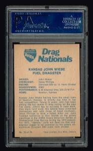 1972 Fleer Drag Nationals Canadian John Wiebe Card 33 PSA 6  