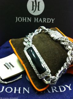 John Hardy Men's Sultan Black Chalcedony Station Bracelet 8" Retail $895  