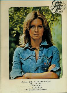Olivia Newton John Songbook Self Titled Sheet Music Book 1977 Hits Bio Pics  